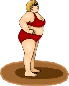Fat woman in a bikini